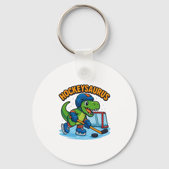 Chaveiro Hockeysaurus Dinossauro Engraçado Hóquei no Gelo C (Frente)