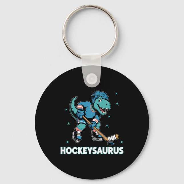 Chaveiro Hockeysaurus Dinossauro Engraçado Trex Hóquei Cria (Frente)