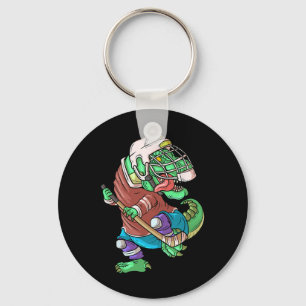 Chaveiro Hockeysaurus Kids T-rex Dinossauro Com Hóquei No G