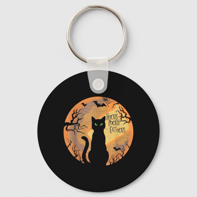 Chaveiro Hocus Pocus Catocus Halloween Amante de Gato Preto (Frente)
