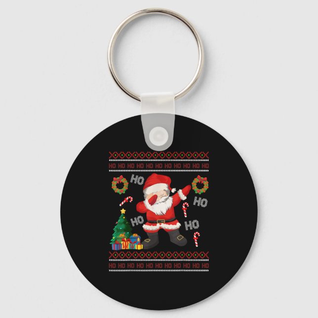 Chaveiro Hohoho Santa Claus Dabbing Ugly Christmas Sweater (Frente)