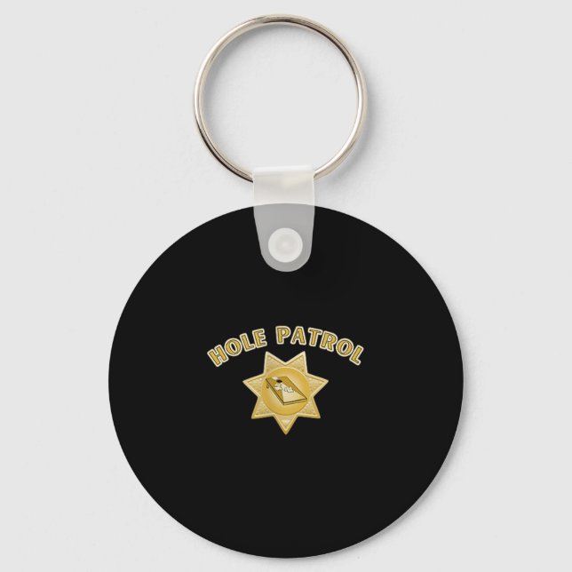 Chaveiro Hole Patrol Cornhole Funny Sheriff Star Para Um Mi (Frente)