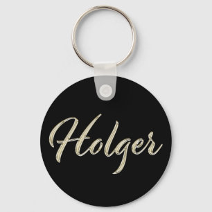Chaveiro Holger Name whitegold Button Schlüsselanhänger