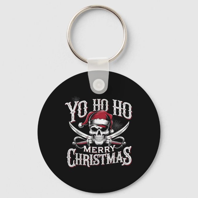 Chaveiro Holiday Pirate Yo Ho Ho Merry Christmas Santa Hat  (Frente)