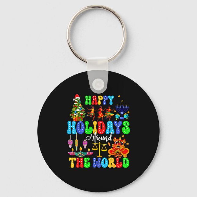 Chaveiro Holidays Around World Xmas Hanukkah Kwanzaa Diwali (Frente)