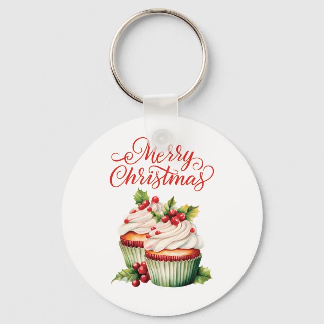 Chaveiro Holly Berry Cupcake de Natal (Frente)