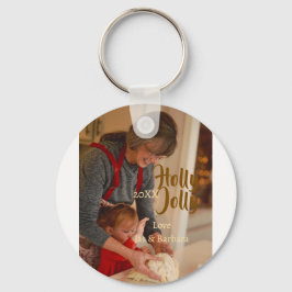 Chaveiro Holly Jolly family holiday photo beige year naboho