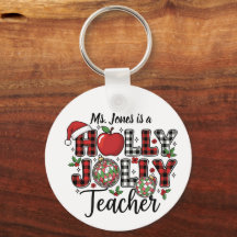 Holly Jolly Teacher Keychain