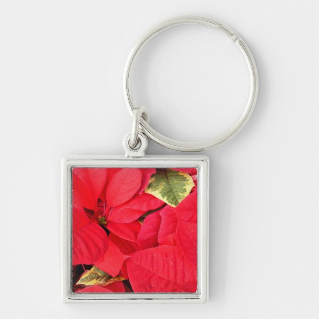 Chaveiro Holly Point Poinsettias Holiday Floral (Frente)