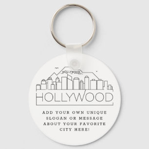 Chaveiro Hollywood, CA Stylizou Skyline  Slogan Personaliza