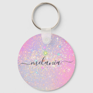 Chaveiro Holographic Glam Glitter Elegante Elegante Rosa Do