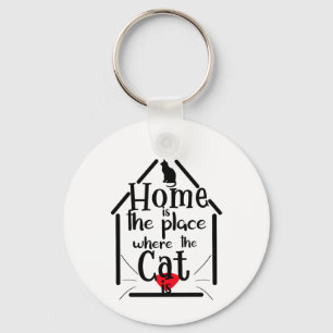 Chaveiro Home é Place where the Cat is, House Silhouette