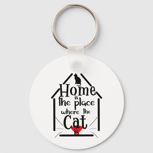 Chaveiro Home é Place where the Cat is, House Silhouette (Frente)