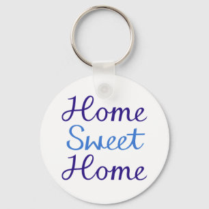 Chaveiro Home Sweet Home Script Design Blue & Cyan