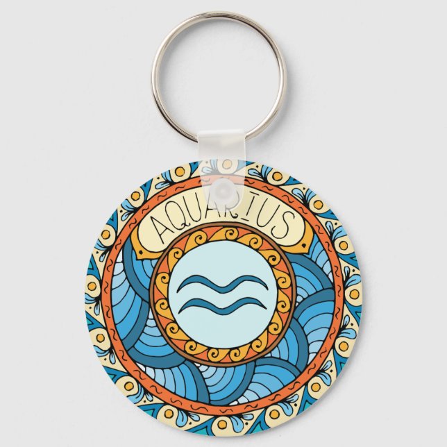Chaveiro Homem de água Aquarius Sternzeichen de Mandala (Frente)