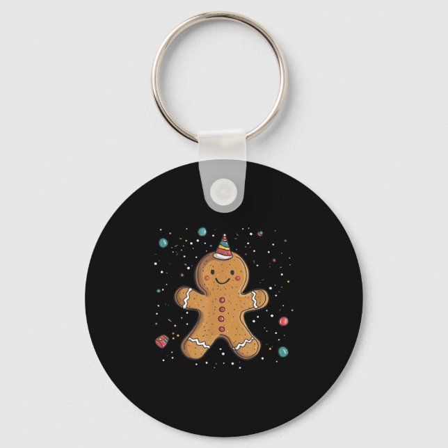 Chaveiro Homem de Biscoito de Gengibre Engraçado com Fantas (Frente)