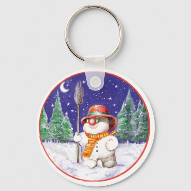 Chaveiro *Homem de neve caminhando na noite* (Frente)