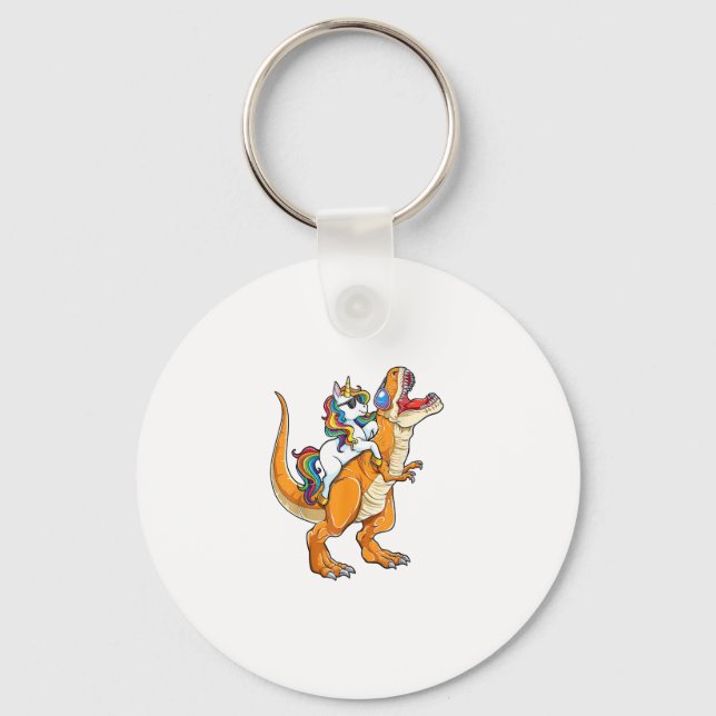 Chaveiro Homem Mulher Cavalgando T-Rex Unicórnio Dinossauro (Frente)