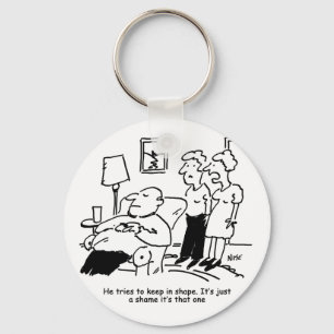 Chaveiro Homem Obeso Com Sobrepeso Tenta Manter O Ajustado