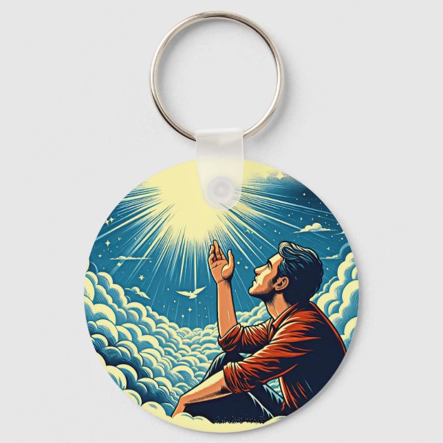 Chaveiro Homem olhando para o céu falando com o gOD (Frente)