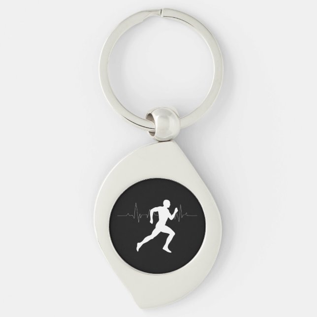 Chaveiro Homem Runners Silhouette HeartBeat Line (Frente)
