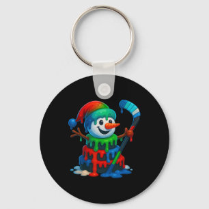 Chaveiro Homen de Neve de Hóquei no Gelo Natal Sorvete Gota