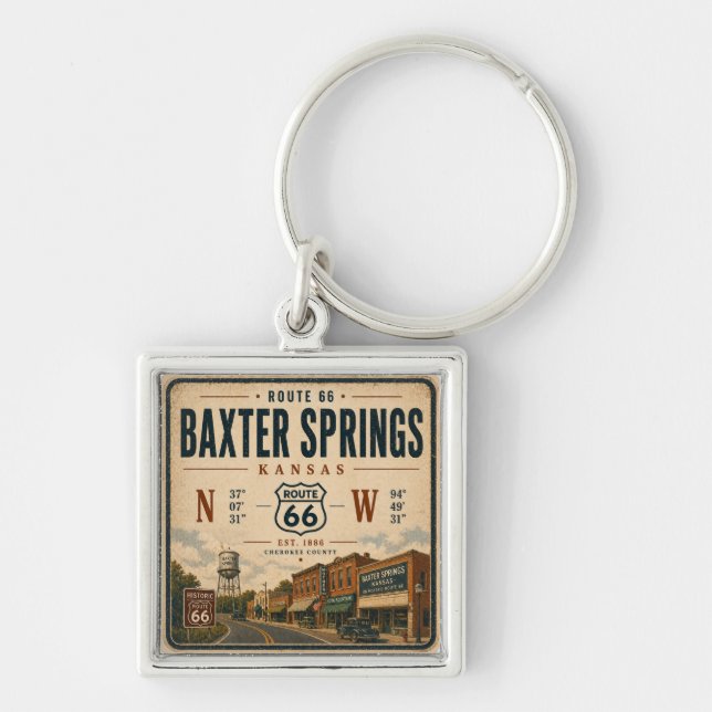 Chaveiro Homenagem a Baxter Springs Kansas Route 66 (Frente)