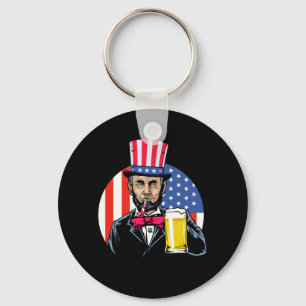 Chaveiro Homens Abe Lincoln Bebendo Cerveja Engraçado 4 De