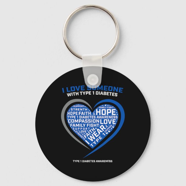 Chaveiro Homens do T1D Mulheres Jovens Crianças Diabetes Ti (Frente)