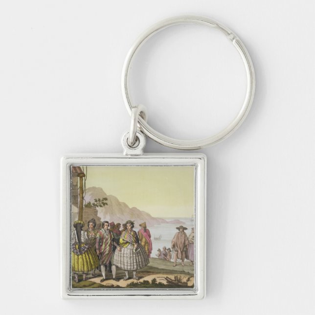 Chaveiro Homens e mulheres no traje elaborado, o Chile, 'de (Frente)