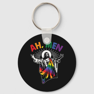 Chaveiro Homens Engraçados LGBT Orgulho gay Jesus Arco-Íris