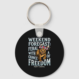 Chaveiro Homens urso grizzly patriótico divertido verão lib
