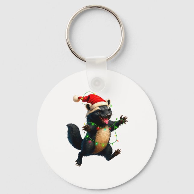 Chaveiro Honey Badger Tree Xmas Lights Santa Honey Badger C (Frente)