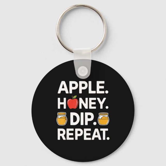 Chaveiro Honey Dip Repeat Funny Rosh Hashanah Jewish New Ye (Frente)