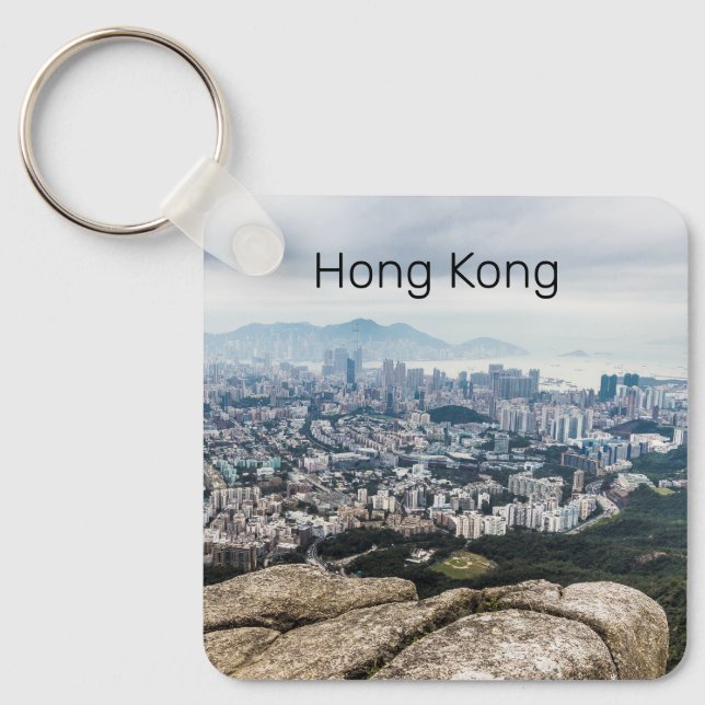 Chaveiro Hong Kong Lion Hill Skyline Panorama Souvenir (Frente)