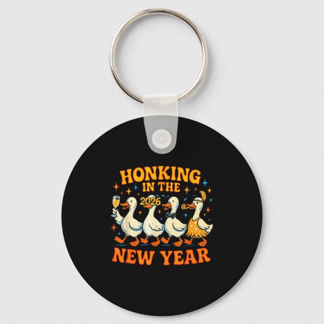 Chaveiro Honking In The New Year 2026 Funny Duck Gift  (Frente)