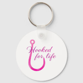 Chaveiro Hooked for Life Pink Fishing Hook