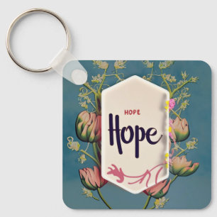 Chaveiro Hope Blooms - Tipografia Floral Elegante