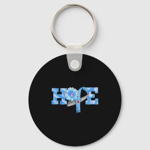 Chaveiro Hope Blue Ribbon Sunflower T1d Diabetes Sensibiliz
