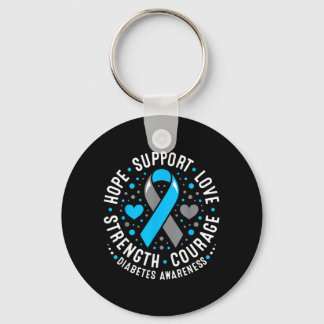 Chaveiro Hope Support Love Blue Ribbon Diabetes Awareness