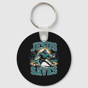 Chaveiro Hóquei Cristão Jesus Salva Humor de Goleiro Religi