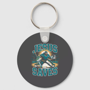 Chaveiro Hóquei Cristão Jesus Salva Humor de Goleiro Religi