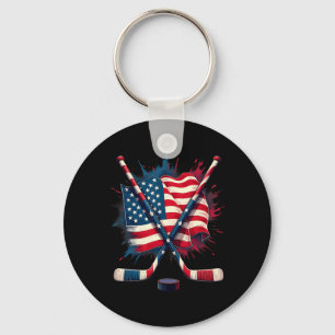 Chaveiro Hóquei no Gelo da Bandeira Americana