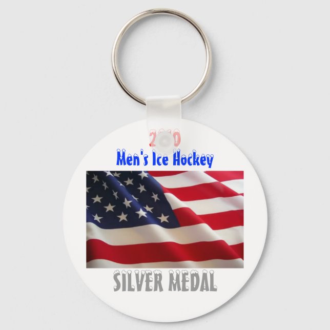 Chaveiro Hóquei no gelo dos EUA em 2010 - Medalha Silver (Frente)