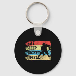 Chaveiro Hóquei no Gelo Vintage Retro Comer Dormir Hóquei R