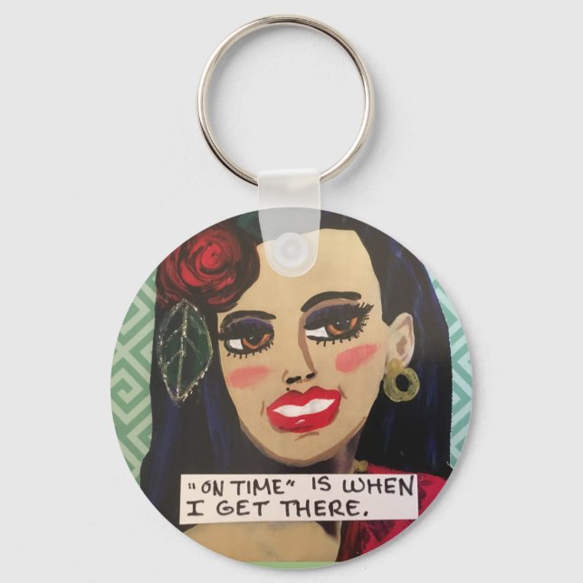 Chaveiro Hora de ligar é quando eu chegar lá. (Frente)