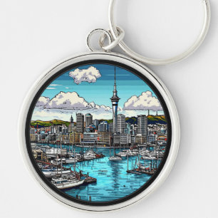 Chaveiro Horizonte de Auckland com Porto e Iates