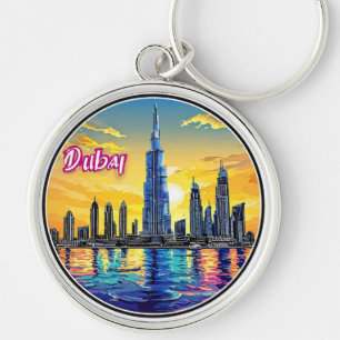 Chaveiro Horizonte de Dubai com arranha-céus icônicos