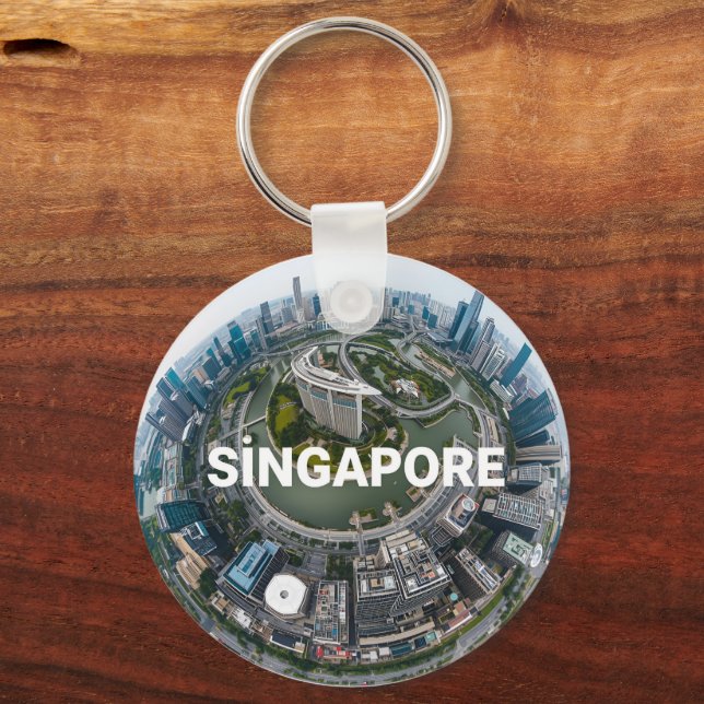 Chaveiro Horizonte de Singapura retrô (Frente)