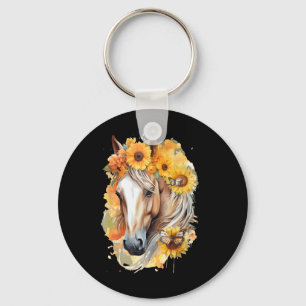 Chaveiro Hormônio Sunflower Portrait Boho Equestrian Horseb